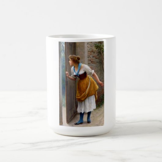 The Eavesdropper (von Eugene de Blaas) Kaffeetasse (Mittel)