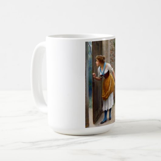 The Eavesdropper (von Eugene de Blaas) Kaffeetasse (Vorderseite Links)