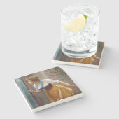 The Eavesdropper (von Eugene de Blaas) Steinuntersetzer (Seitenansicht)