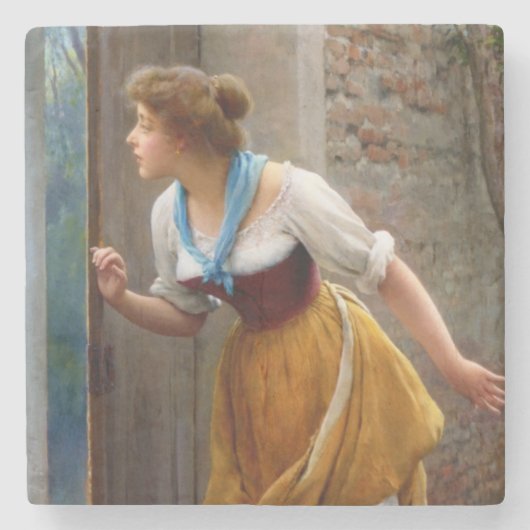 The Eavesdropper (von Eugene de Blaas) Steinuntersetzer (Vorderseite)