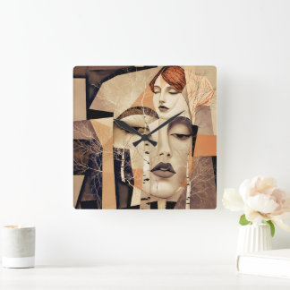 The Echo of “Virelle” – An Abstract Portrait Quadratische Wanduhr