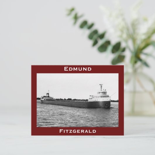 The Edmund Fitzgerald on the St. Clair River (B&W) Postkarte (Stehend Vorderseite)