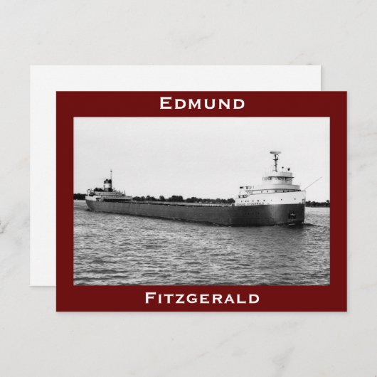 The Edmund Fitzgerald on the St. Clair River (B&W) Postkarte (Vorne/Hinten)