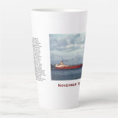 The Edmund Fitzgerald with Crew Names Milchtasse (Vorderseite)
