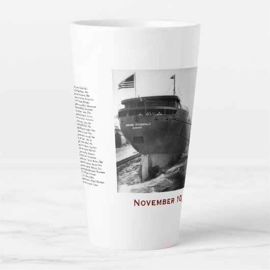 The Edmund Fitzgerald with Crew Names Milchtasse (Vorderseite)