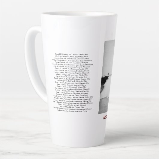 The Edmund Fitzgerald with Crew Names Milchtasse (Linke Ecke)