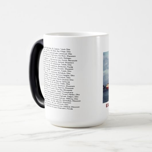 The Edmund Fitzgerald with Crew Names Verwandlungstasse (Vorderseite Links)