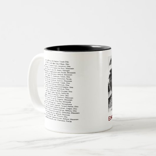 The Edmund Fitzgerald with Crew Names Zweifarbige Tasse (Vorderseite Links)