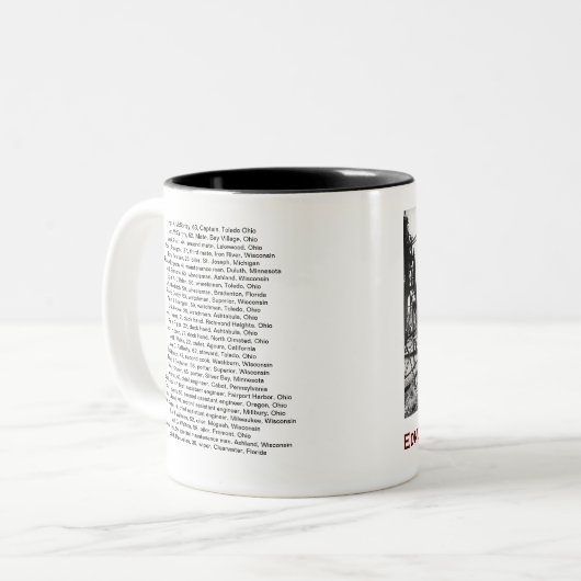 The Edmund Fitzgerald with Crew Names Zweifarbige Tasse (Vorderseite Links)