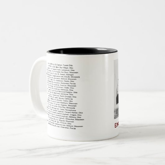 The Edmund Fitzgerald with Crew Names Zweifarbige Tasse (Vorderseite Links)