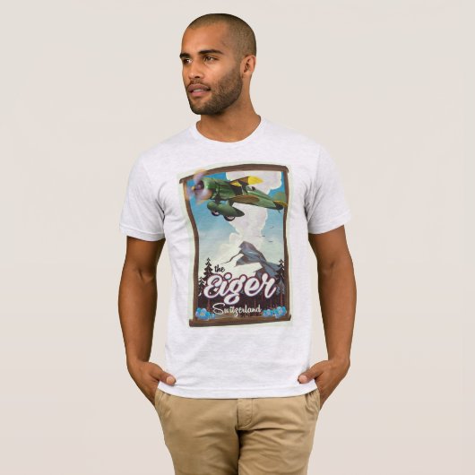 The Eiger Mountain, Schweiz Reiseplakat T-Shirt (Vorne ganz)