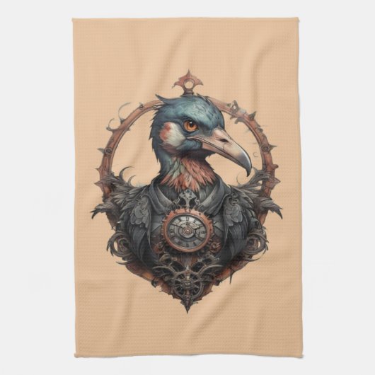 "The Eiserne Beak: A Steampunk Ibis" Geschirrtuch (Vertikal)