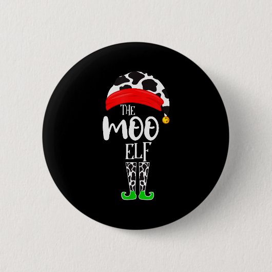 The Elf Moo Cow Funny Christmas Elf Family Matchin Button (Vorderseite)