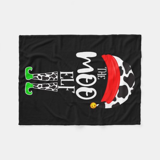 The Elf Moo Cow Funny Christmas Elf Family Matchin Fleecedecke (Vorderseite (Horizontal))
