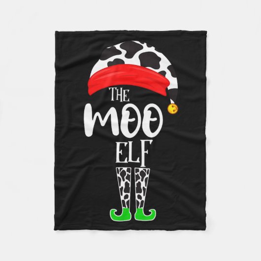 The Elf Moo Cow Funny Christmas Elf Family Matchin Fleecedecke (Vorderseite)