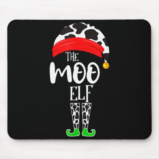 The Elf Moo Cow Funny Christmas Elf Family Matchin Mousepad (Vorne)