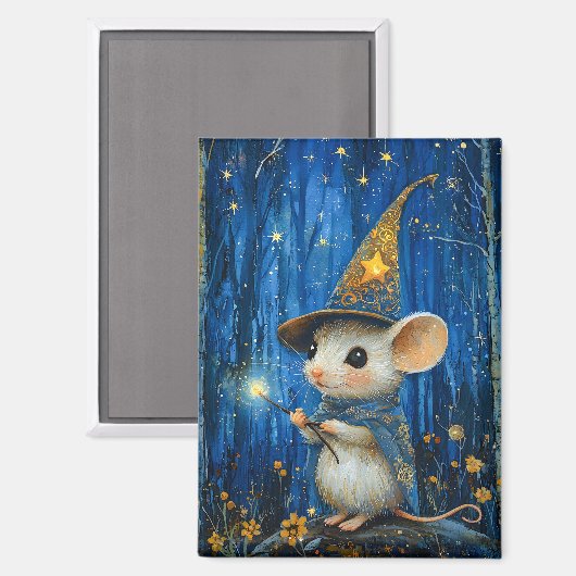 The Enchanted Magician Mouse Fantasy Art Magnet (Vorderseite/Rückseite)