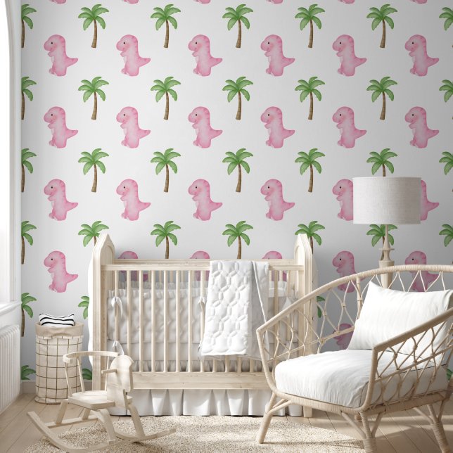 The Enchanting Pink Jungle Dinosaur  Tapete (Kinder)