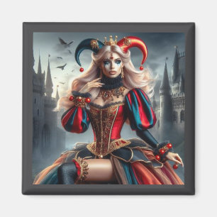 "The Enigmatic Jester Queen - Magnet Art"