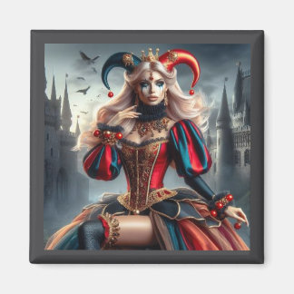 "The Enigmatic Jester Queen - Magnet Art"