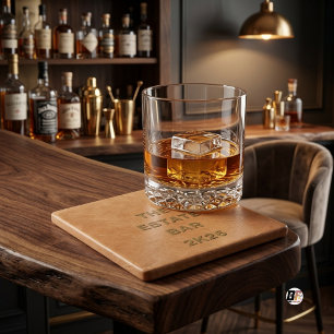 The Estate Bar Rustikalisches Kunstleder Braun Steinuntersetzer