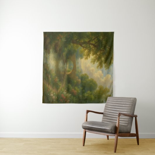 The Eternal Arch: Romantic Twilight Over the River Wandteppich (Beispiel (Horizontal))