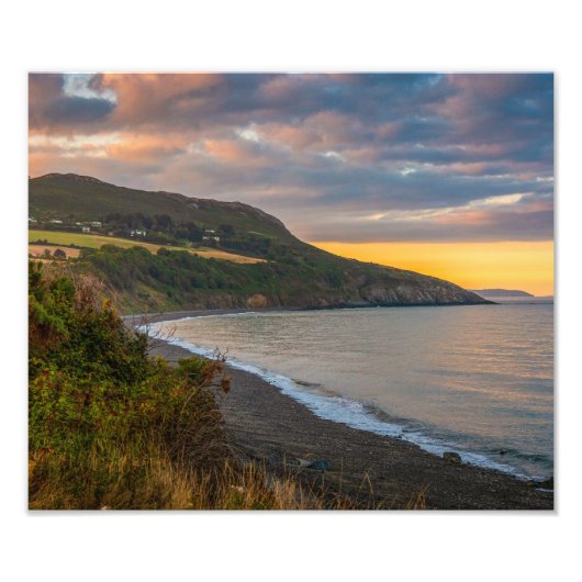 The Evening Glow of Greystones Coast Fotodruck (Vorne)