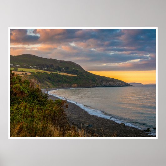 The Evening Glow of Greystones Coast Poster (Vorne)