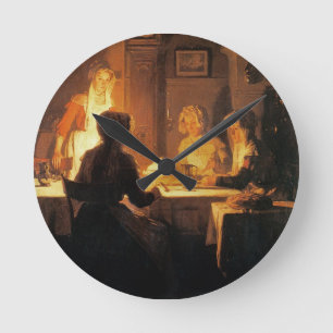 The Evening Meal, c.1900 (oil on canvas) Runde Wanduhr