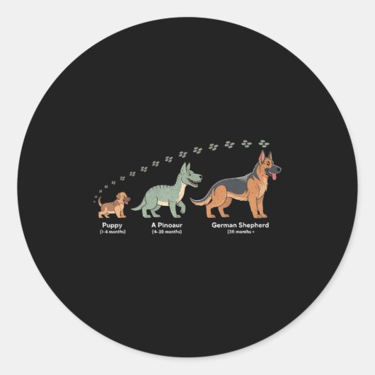 The Evolution Of A German Shepherd - Dog Owner Pet Runder Aufkleber (Vorderseite)