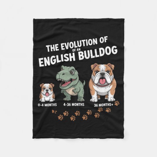 The Evolution Of An English Bulldog Funny  Fleecedecke (Vorderseite)