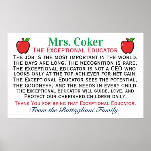 The Exceptional Teacher / Educator Poster (Vorne)