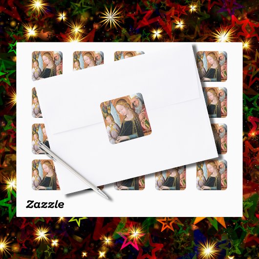 The Expectant Madonna with Saint Joseph Quadratischer Aufkleber