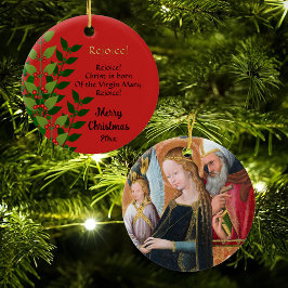 The Expectant Madonna with Saint Joseph Round Keramik Ornament