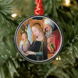 The Expectant Madonna with Saint Joseph Round Ornament Aus Metall