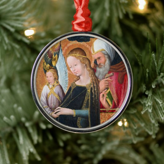 The Expectant Madonna with Saint Joseph Round Ornament Aus Metall (Baum)
