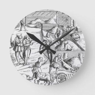 The extraction of metals, after a woodcut in 'Cosm Runde Wanduhr