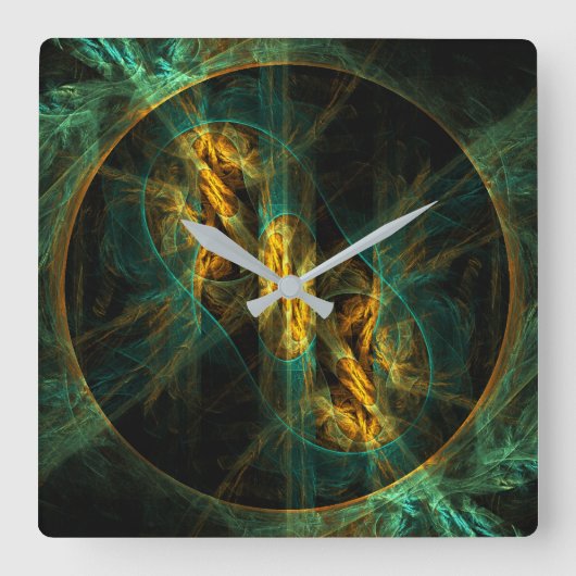 The Eye of the Jungle Abstract Art Square Quadratische Wanduhr (Vorderseite)