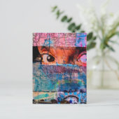 The Eyeballs abstract junk journal Collage AI Postkarte (Stehend Vorderseite)