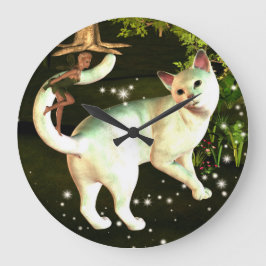 The fairy and the cat clock große wanduhr