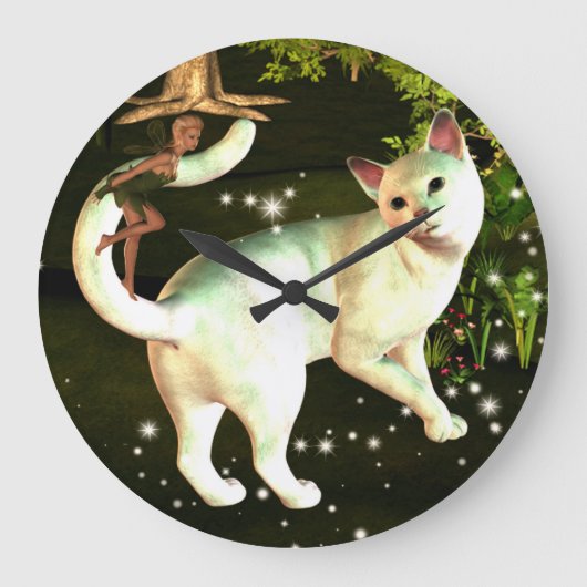 The fairy and the cat clock große wanduhr (Vorderseite)