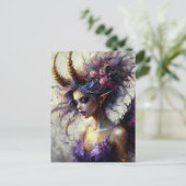 The Fairy in Purple with Horns on Her Head Postkarte (Stehend Vorderseite)