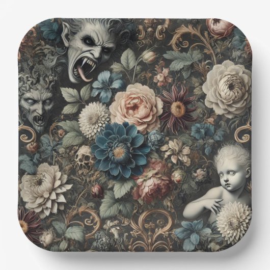 The Fallen Nursery – Gothic Floral Design Pappteller (Vorderseite)