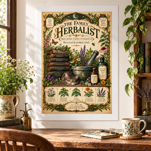 The Family Herbalist Vintage Botanical Apotheke Poster