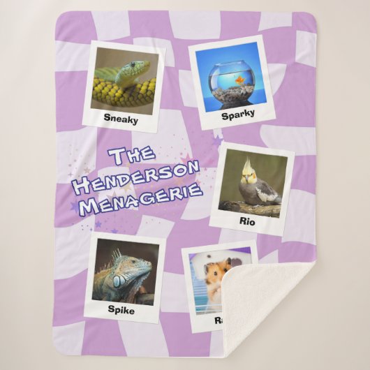 The Family Menagerie – Custom 5-Pet Photo Design Sherpadecke (Vorderseite)