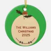 The Family Name Christmas 2025 Elegant Script Keramik Ornament (Vorne)