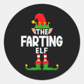 The Farting Elf Family Christmas Pajama Party Runder Aufkleber (Vorderseite)