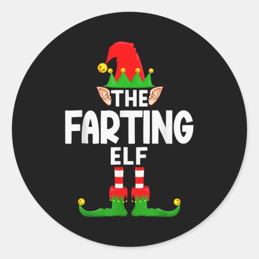 The Farting Elf Family Christmas Pajama Party Runder Aufkleber (Vorderseite)