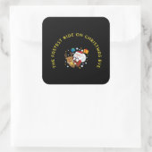 The fastest ride on the christmas eve quadratischer aufkleber (Tasche)