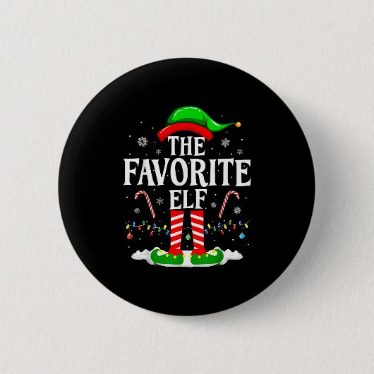 The Favorite Elf Funny Xmas Matching Family Christ Button (Vorderseite)